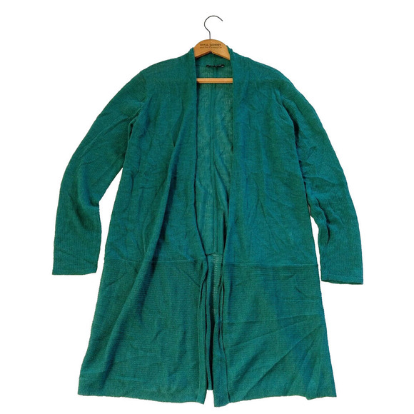 Eileen Fisher Thin Knit Long Cardigan Sweater Size M Merino Wool? Teal Green - Picture 1 of 7